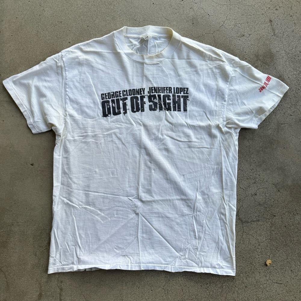 Vintage 90s Movie Promo Tee Shirt XL Out of Sight Geroge Clooney Jennifer Lopez